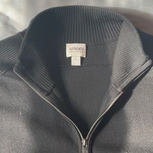 Armani Collezioni Black Silk Zip Up